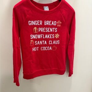 Fox Red Crew Neck Sweater with Festive Graphics